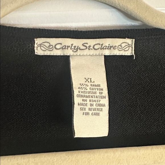 Carly St. Claire Embellished Holiday Cardigan Sweater XL Black Stars Sequins - Picture 2 of 8